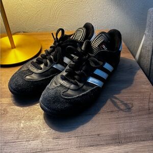 Adidas Men's Black Sneakers with White Stripes